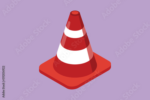 Character flat drawing traffic cone logo. Icon for traffic on road, street and construction. Orange caution bollard. Safety and security sign. Firefighter equipment. Cartoon design vector illustration