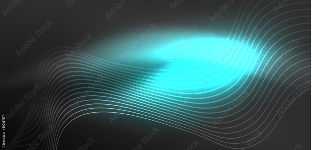 Shiny glowing neon wave. Neon light or laser show, electric impulse, power lines, techno quantum energy impulse, magic glowing dynamic lines Shiny glowing neon wave. Neon light or laser show, electric impulse, power lines, techno quantum energy impulse, magic glowing dynamic lines