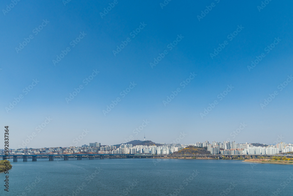 Seoul cityscape scenery background 