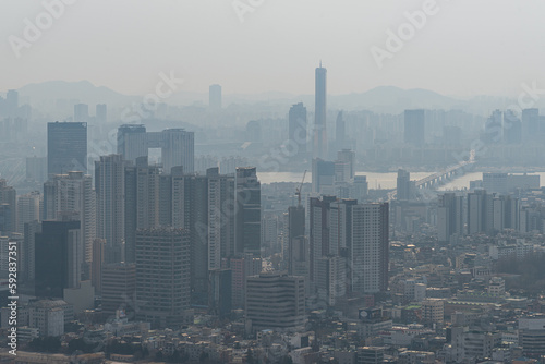 Seoul cityscape scenery background 