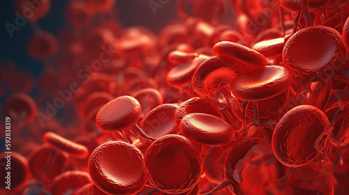 red cells in blood flowing through vein generative ai