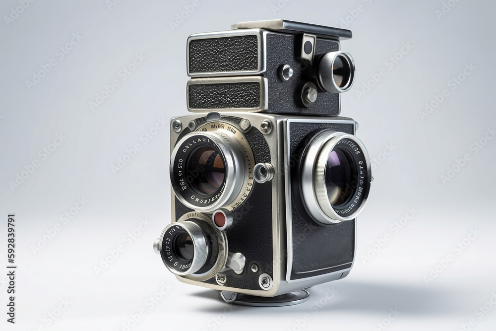 Vintage photo camera isolated. Generative AI. 