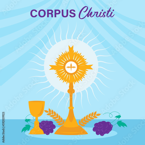 Corpus Christi Holy Week Celebration  Illustration For Social Media Post and Banner. Christian Festive Event