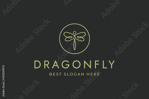 Dragonfly logo design. line shape for beauty fashion concept