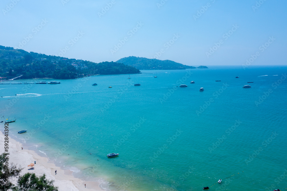 Amazing aerial view of Patong Beach and skyline on sunny day, Phuket, Thailand. (2023) Amazing aerial view of Patong Beach and skyline on sunny day, Phuket, Thailand. (2023)