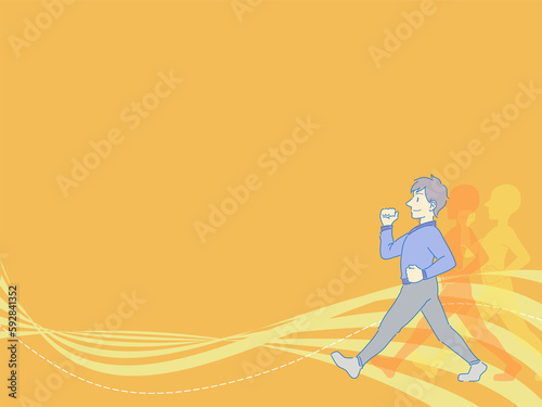 ウォーキングする男性の壁紙イラスト