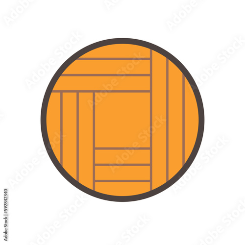 Log wood or timber vector icon. Include sawing method, plain sawn pattern for process in mill, sawmill industry. Material from nature sawn to lumber, board or plank for woodworking, construction.