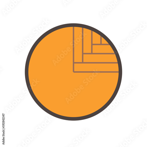 Log wood or timber vector icon. Include sawing method, rift or quarter sawn pattern for process in mill, sawmill. Material from nature sawn to lumber, board or plank for woodworking, construction.