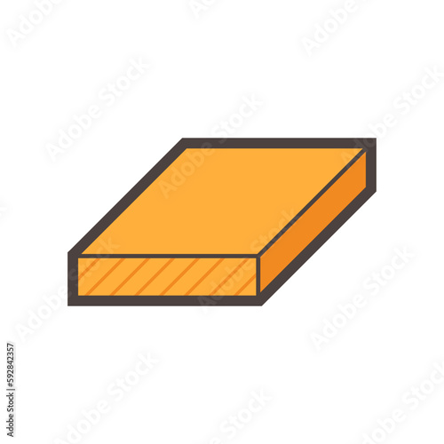 Rectangular wood, girder or lumber vector icon. Natural material by cutting, processing in sawmill industry for made frame, beam, column or structure in house construction, furniture or woodworking.