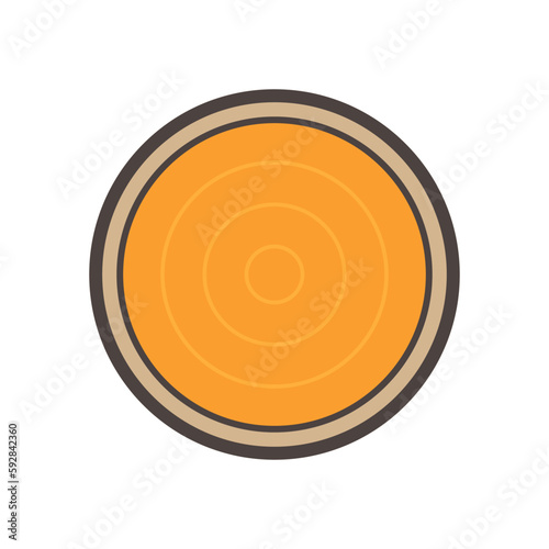 Log wood or timber vector icon in cross section view. Tree after cut, crosscut by saw, lumberjack. Material from nature. Stock for sawn to lumber, woodworking, sawmill industry, construction.