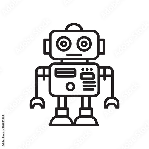 robot outline icon vector, generative ai