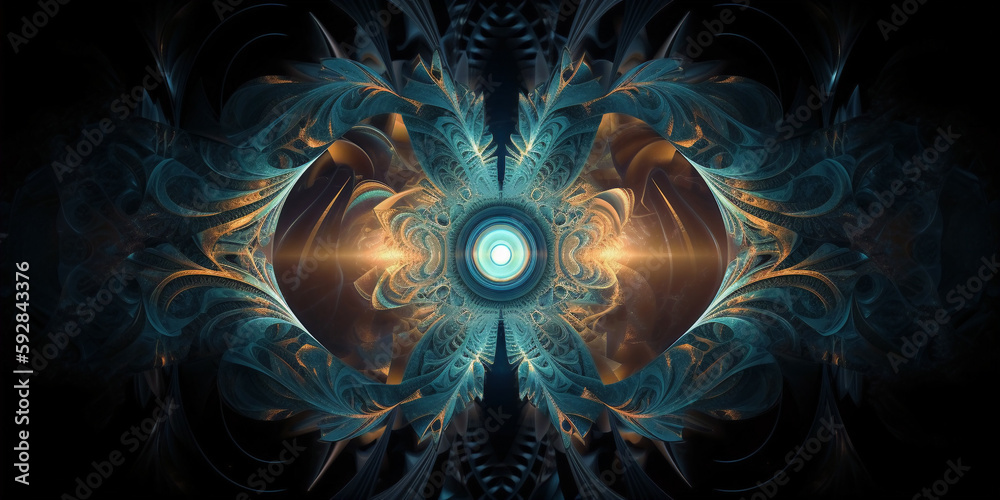 Astral projection in fractal geometry challenges the understanding of the universe. It suggests that the observations and patterns we see in nature hold clues to consciousness and the astral realm. - obrazy, fototapety, plakaty 