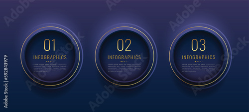 present your business data in style with 3 step golden infographic template