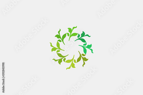 Illustration vector graphic of round floral green leaves