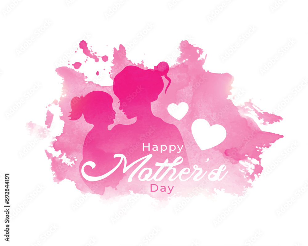 watercolor style mothers day event background with cute love heart watercolor style mothers day event background with cute love heart