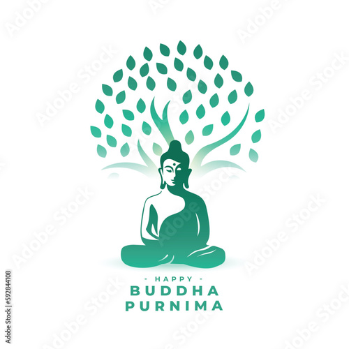 devotional buddha purnima background a monk under tree