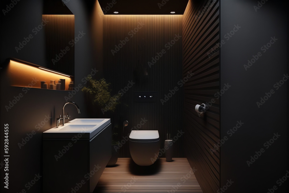 Embracing the Dark Side: A Modern Minimalist Approach to Small Bathroom ...
