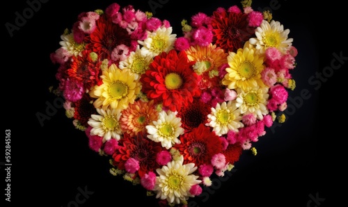 Flower heart arrangement is a romantic Valentines symbol Creating using generative AI tools