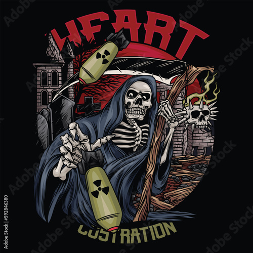 grim reaper in a state of war With Text illustration