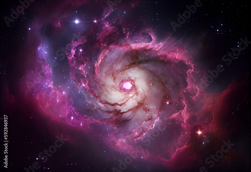 Pink and purple galaxy nebula and stars. Generative AI