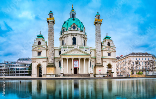 St. Charles Church or Karlskirche, a Baroque church on the south side of Karlsplatz in Vienna, Austria