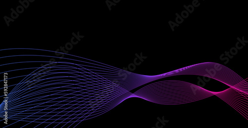 Abstract purple blue and pink line wave gradient background with copy space for text date theme wallpaper for website banner 