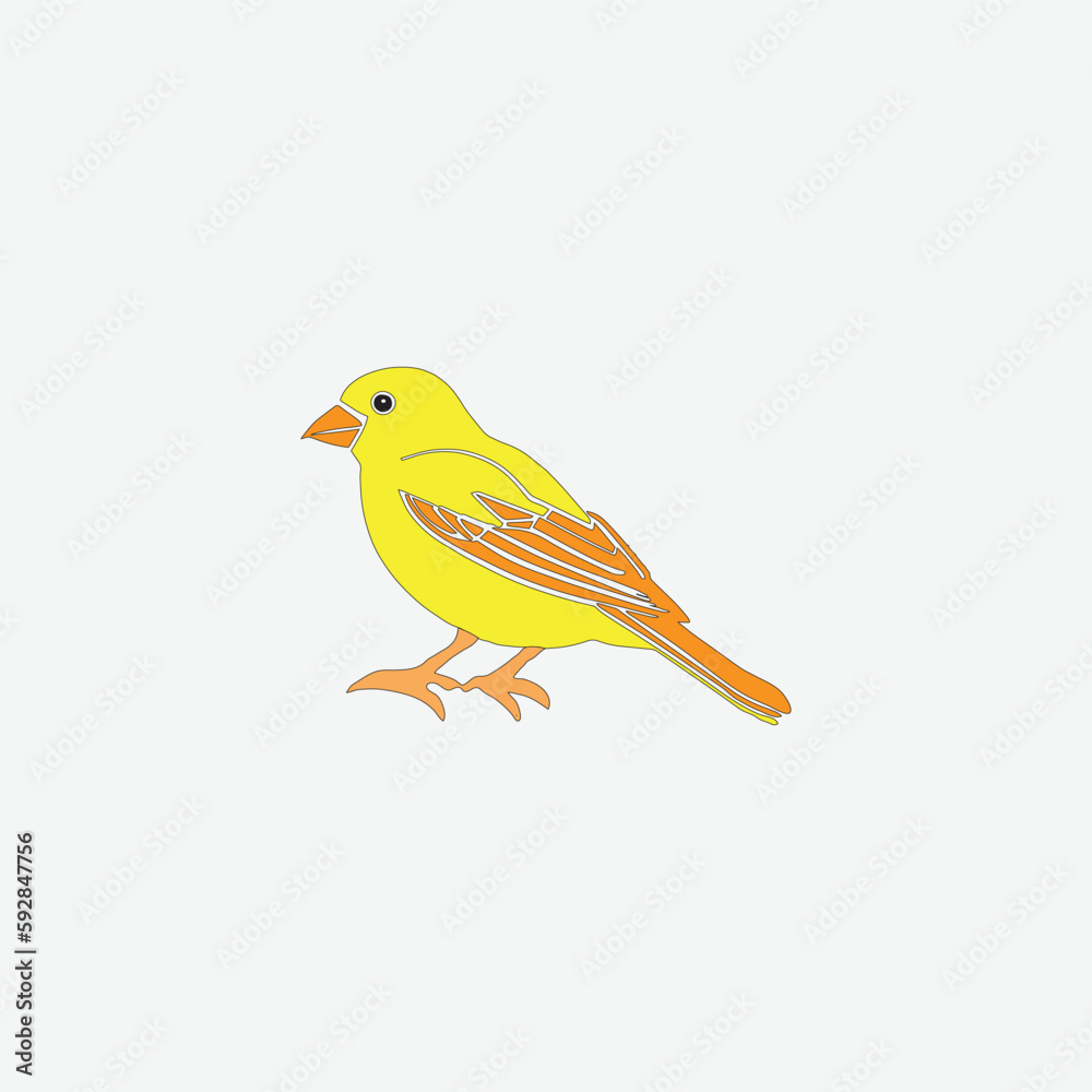 a beautiful yellow wild bird outline art drawing illustration