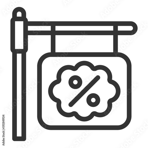 Signboard with the image of a cloud with percentages  - icon, illustration on white background, outline style