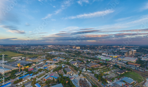 Krasnodar, Russia. Panorama of the city in summer. Sunset. Aerial view © nikitamaykov