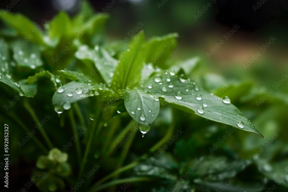 Water droplets on the leaves of plants after the rain. Macro. Water droplets on the leaves of plants after the rain. Macro.
