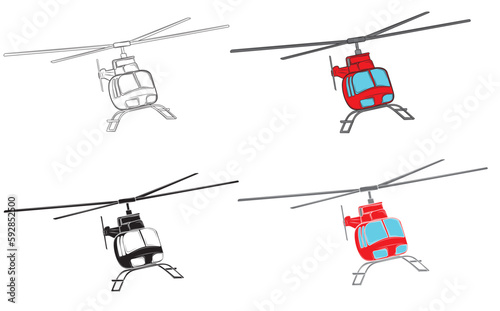 Set of Realistic Helicopter isolated on white background. Vector illustration