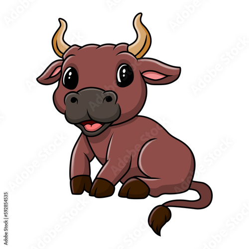Cartoon cute bull a happy
