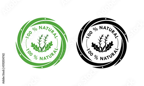 100 percen natural logo template illustration