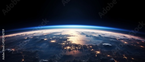 Leinwand Poster Sunrise over earth, sunrise in space. Generative AI
