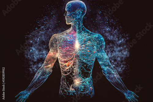 Energie vitale, Illustration anatomique  du corps humain- Générative ia
 photo