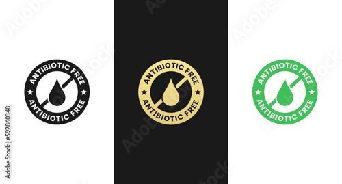Antibiotic Free Label or Antibiotic Free Icon Vector Isolated in Flat Style. Best Antibiotic Free Label for product packaging design element. Antibiotic Free Icon for Product Packaging.