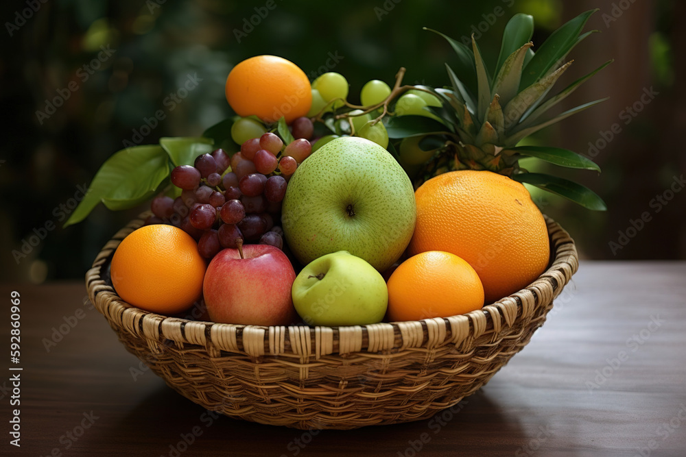 Fruit basket background, Generative AI