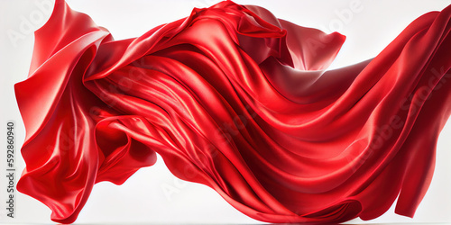 Abstract red cloth on white background, Generative AI