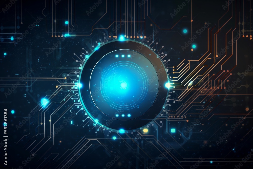 The glowing of a futuristic circuit, Generative Ai The glowing of a futuristic circuit, Generative Ai