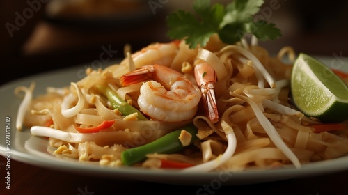 Delicious Pad Thai with Shrimp and Vegetables - A Classic Thai Dish Bursting with Flavor