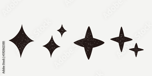 Vector textured star and sparkle set  modern abstract design elements.