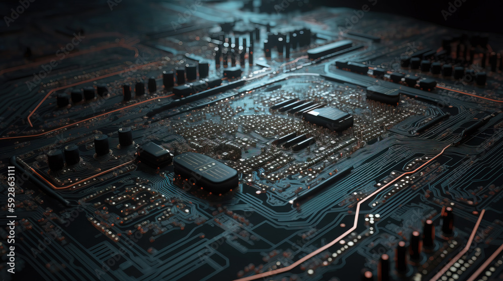 Technology chip motherboard,created with Generative AI tecnology.