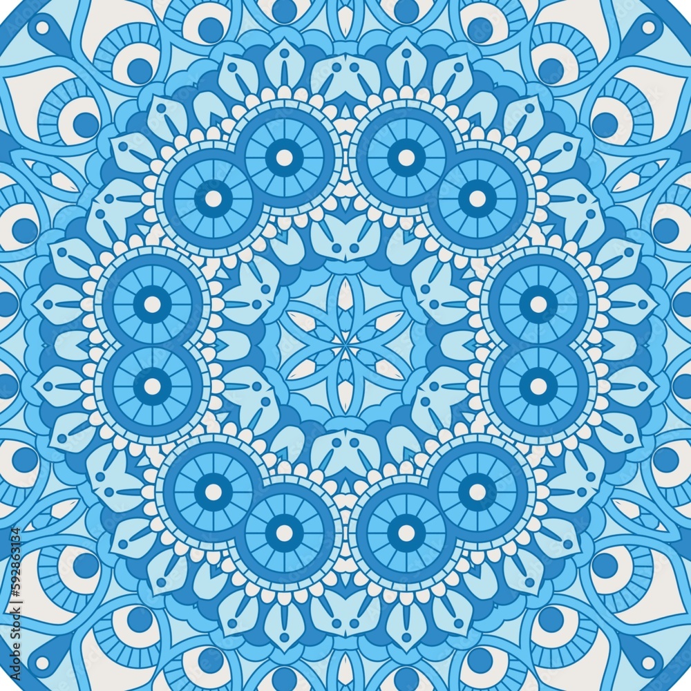 Abstract Pattern Mandala Flowers Art Colorful Blue Sky Turquoise 138
