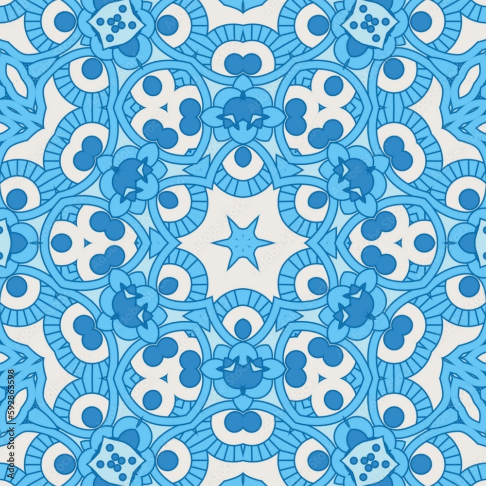 Fototapeta premium Abstract Pattern Mandala Flowers Art Colorful Blue Sky Turquoise 1