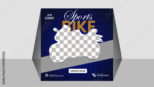 Sports Bike Social Media Post Design, Best rent bike for sale and all people identity and best services.