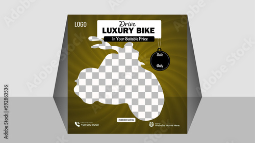 Dive Luxury bike Social Media Post Design, discount rent bike sale for your best time, 