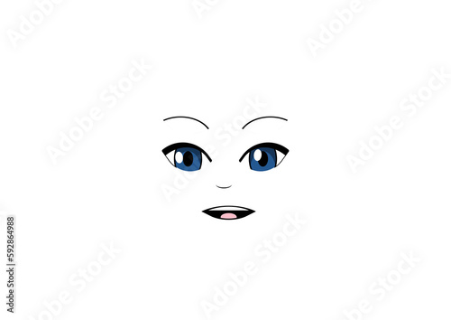 anime 2d face with expression