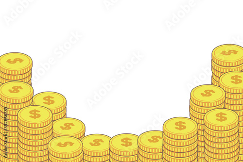 積み上げられたドルの硬貨のイラスト素材