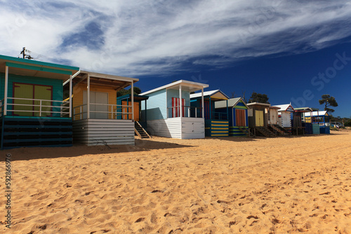 Colorful beach boxes in Mornington Peninsula, Australia © nikidel