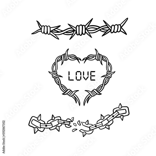 Hand drawn illustration of a chain outline